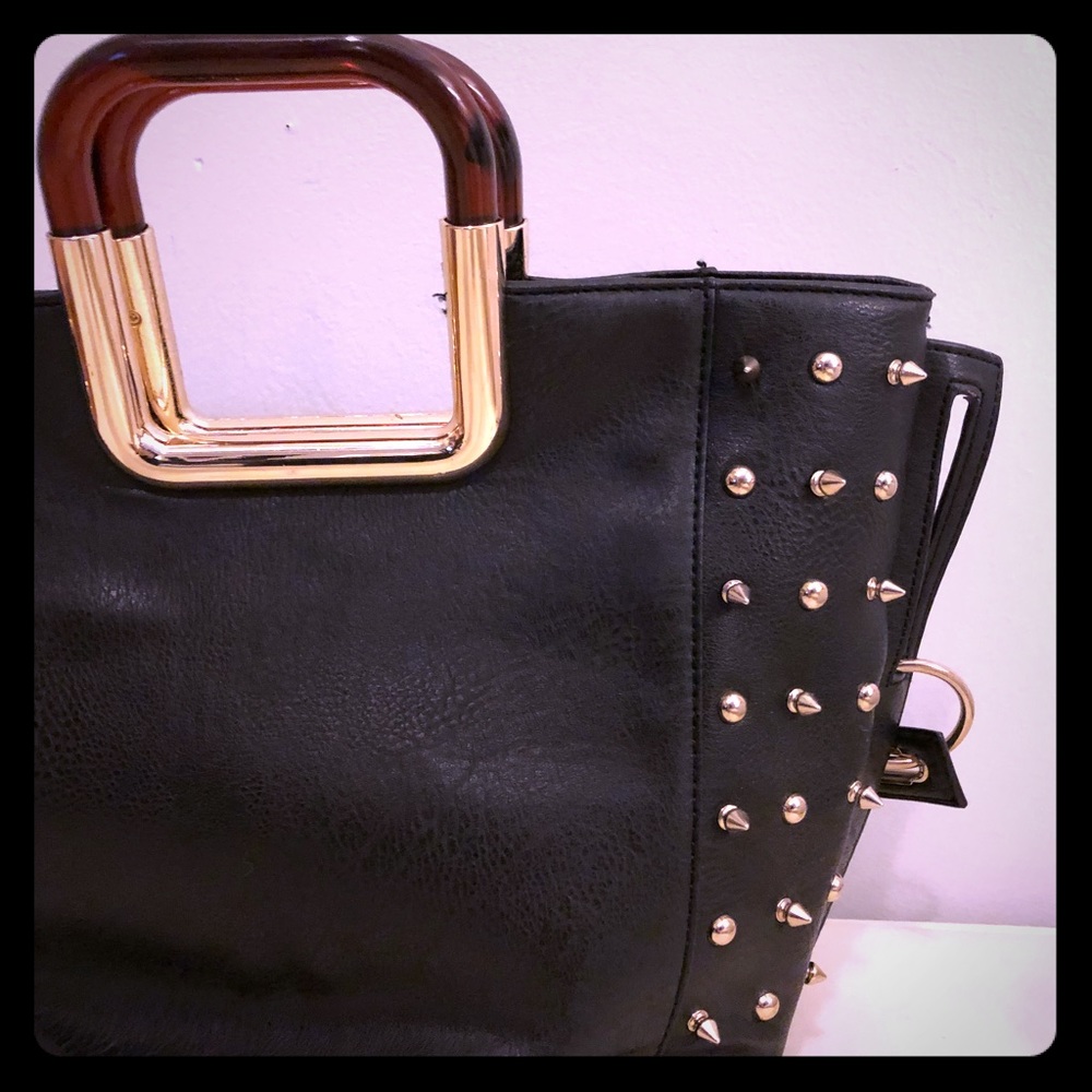 Studded Faux leather tote